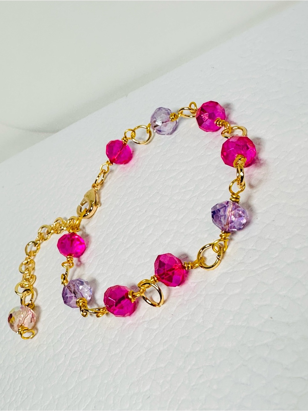 Fuchsia and Lavender Crystal Beads bracelet